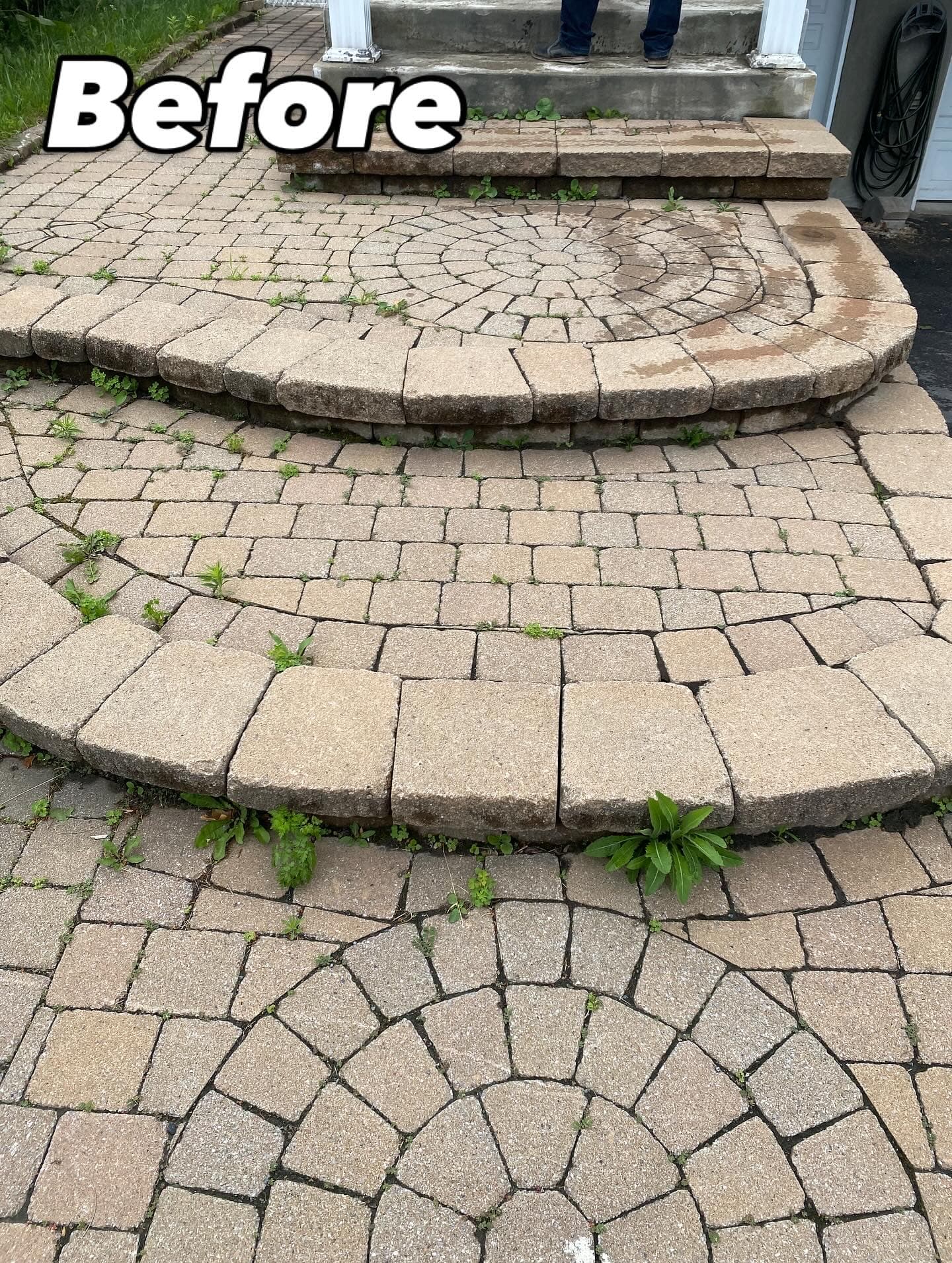 Before - Front stairs cleaning before and after