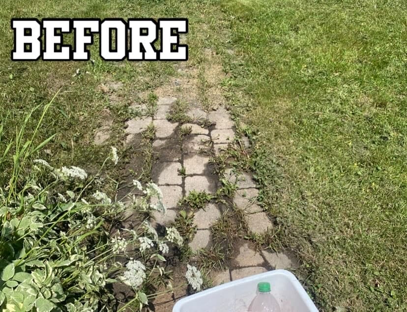 Before - Heavily soiled surface cleaning before and after